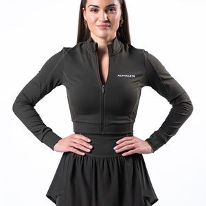 NWT Alphalete Trace Jacket - Size XS - Grey/Brown - Athletic Cropped Zip